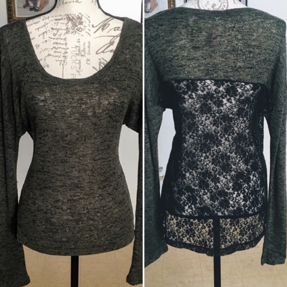 4/$20 No Boundaries Olive Green/Black Top